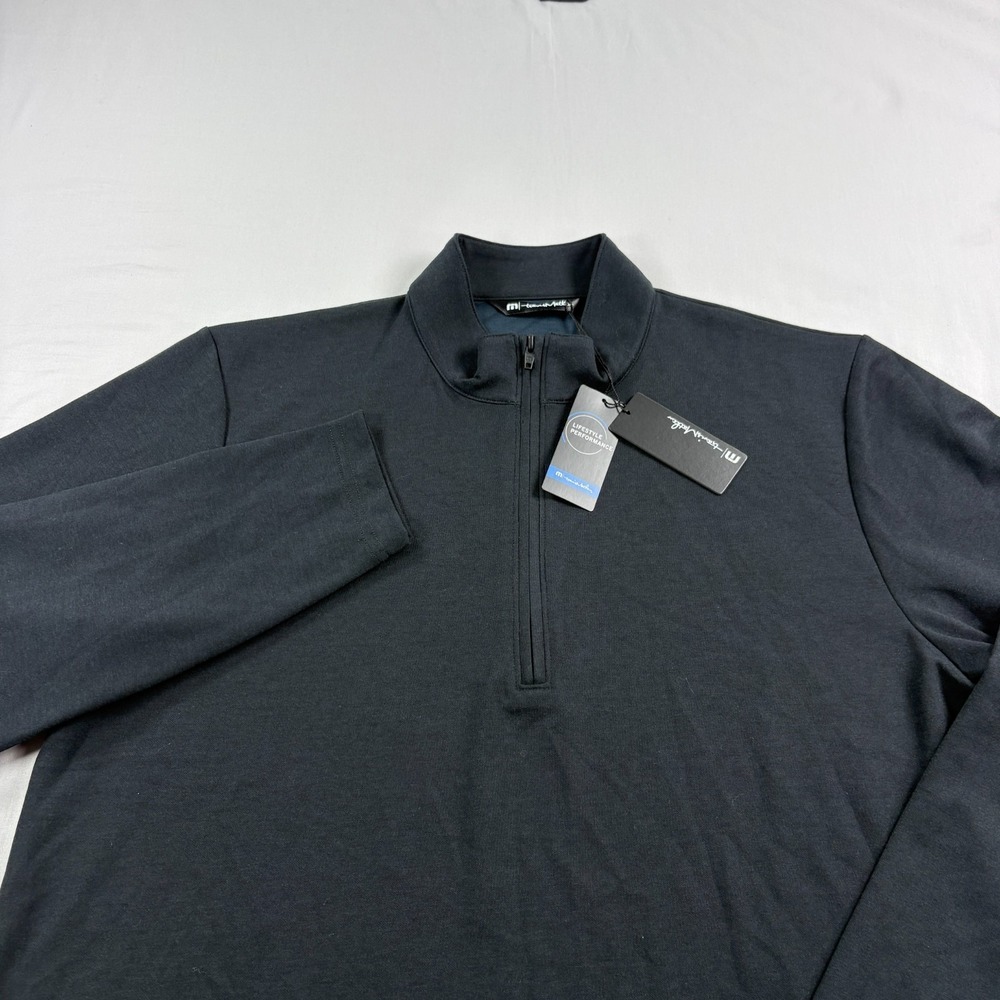 Travis Mathew Shirt Mens L Black Golf 1/4 Zip Pullover Stretch Performance NEW